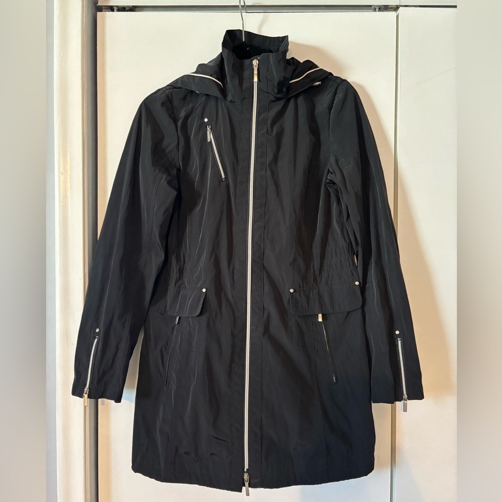 Laundry by Shelli Segal Women’s Black Hooded Rain Jacket Trench Coat XS